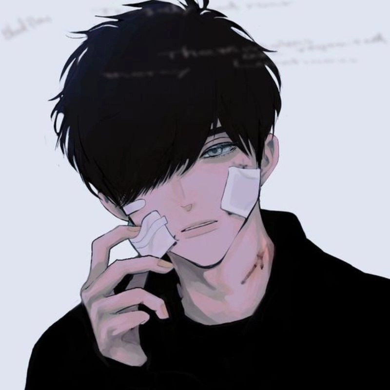 Anime nam buồn với ánh mắt sâu thẳm đầy tâm trạng