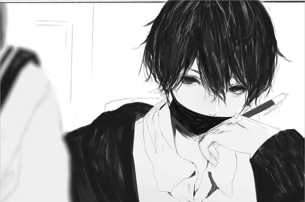 Ảnh anime nam ngầu lạnh lùng trắng đen đậm chất nghệ thuật