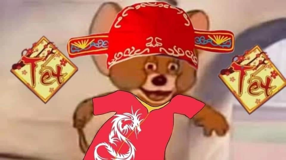 Chuột Jerry meme Tết mang không khí rộn ràng