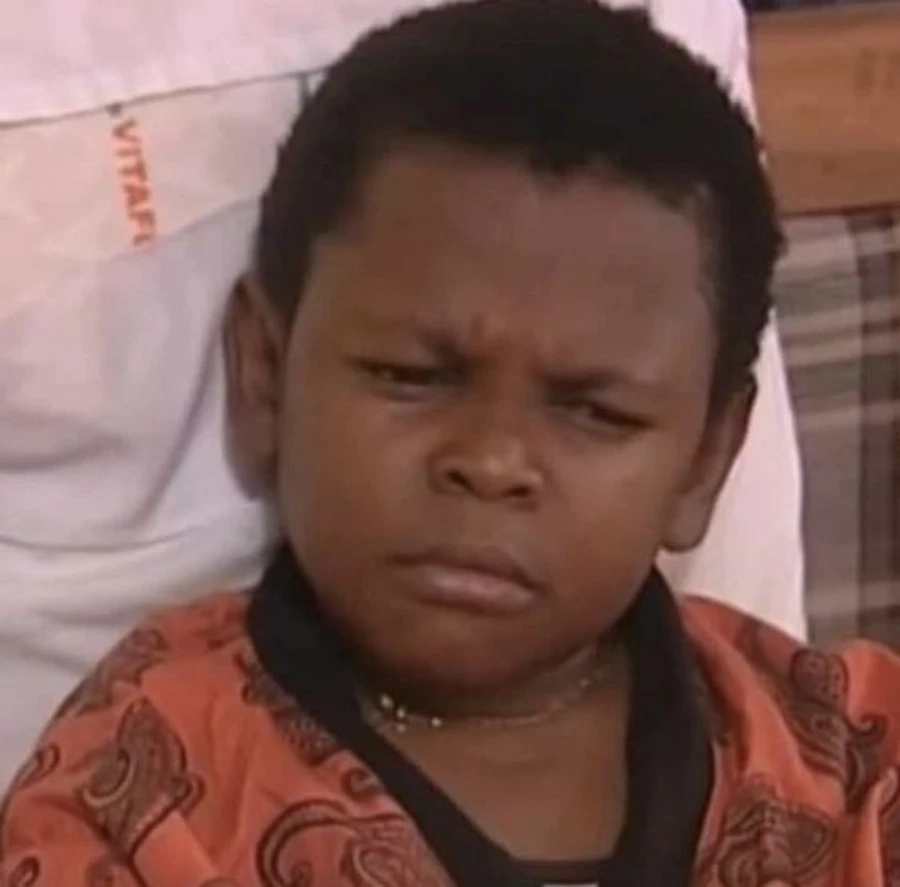 Biểu cảm bất lực của meme người da đen bó tay được dùng trong nhiều tình huống