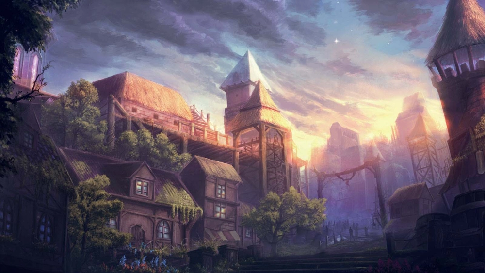 Hình nền phong cảnh anime mơ mộng lãng mạn