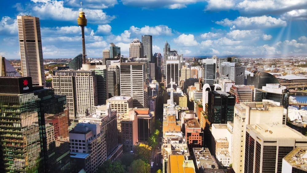 Phong cảnh sydney Úc hiện đại bên biển xanh