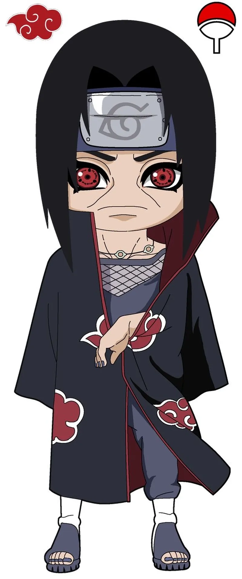 Itachi mii chibi mang phong cách hoạt hình vui nhộn.