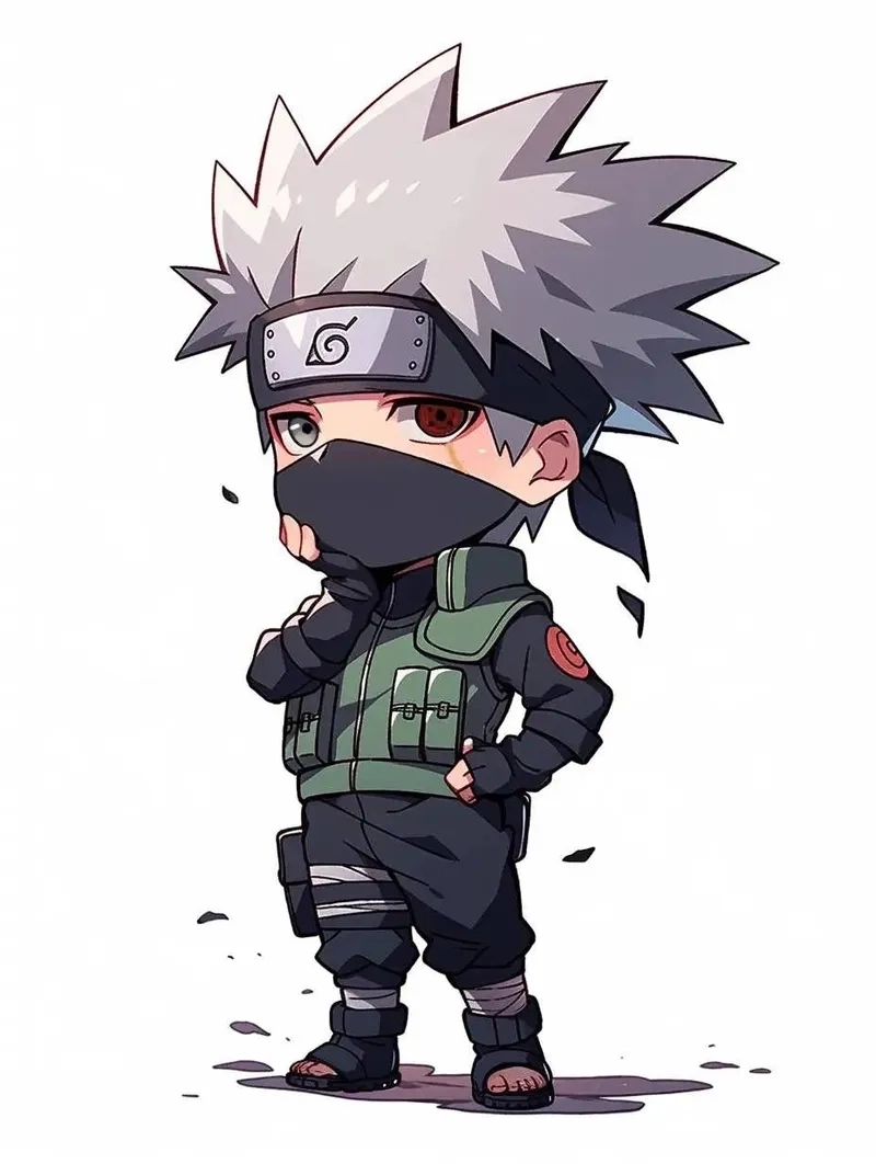 Kakashi chibi tạo cảm giác vui nhộn và đáng yêu.