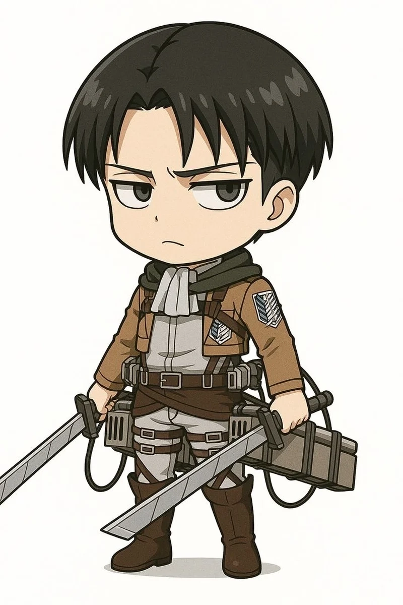 Levi chibi cute tạo cảm giác vừa ngầu vừa dễ thương.