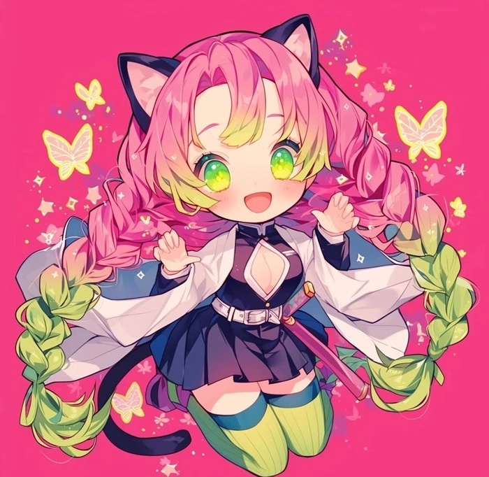 Mitsuri Kanroji chibi giữ trọn vẻ đáng yêu nguyên bản.