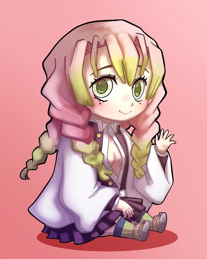 Hình Mitsuri chibi thể hiện nét nữ tính đặc trưng.