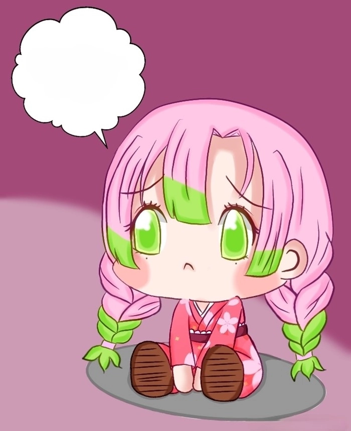 Mitsuri chibi mang phong cách đáng yêu và ngọt ngào.