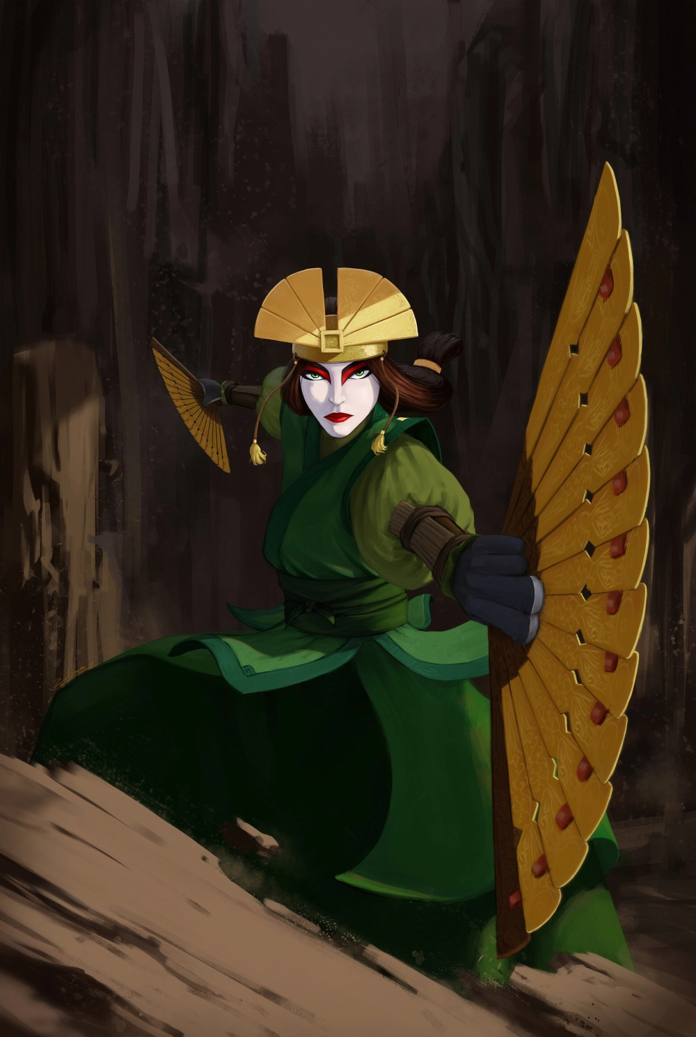 Avatar Kyoshi mang thần thái mạnh mẽ và uy nghiêm.