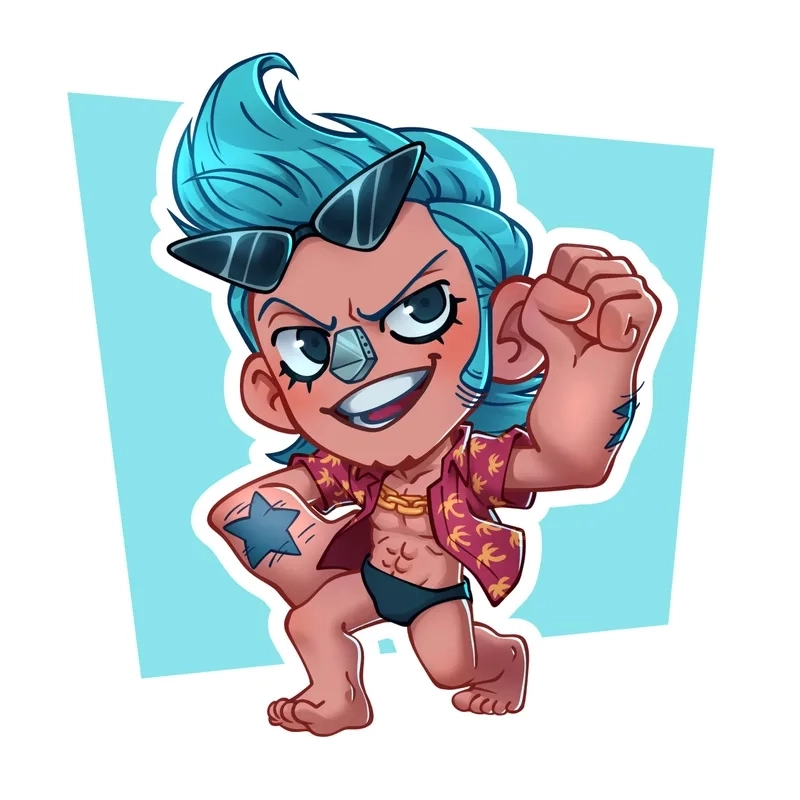 Vẻ ngoài nhỏ nhắn nhưng vẫn cực ngầu của nhân vật franky chibi.