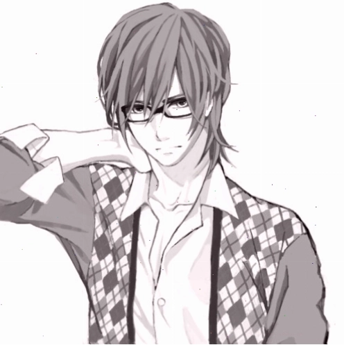 Ảnh Anime boy đen trắng buồn đeo kính, toát lên vẻ tri thức