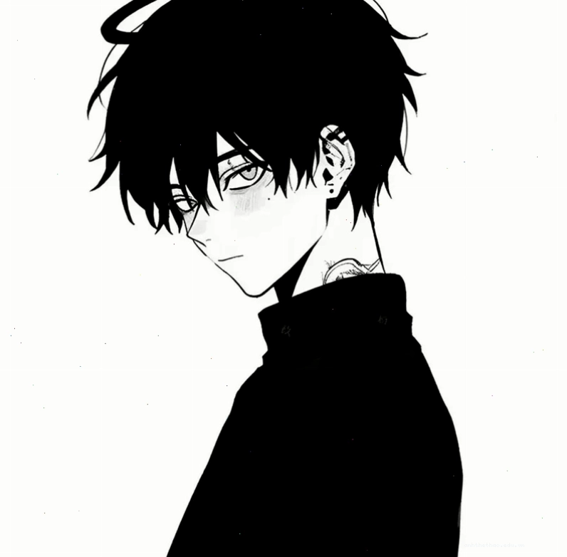 Ảnh anime boy lạnh lùng trắng đen với ánh mắt sâu thẳm