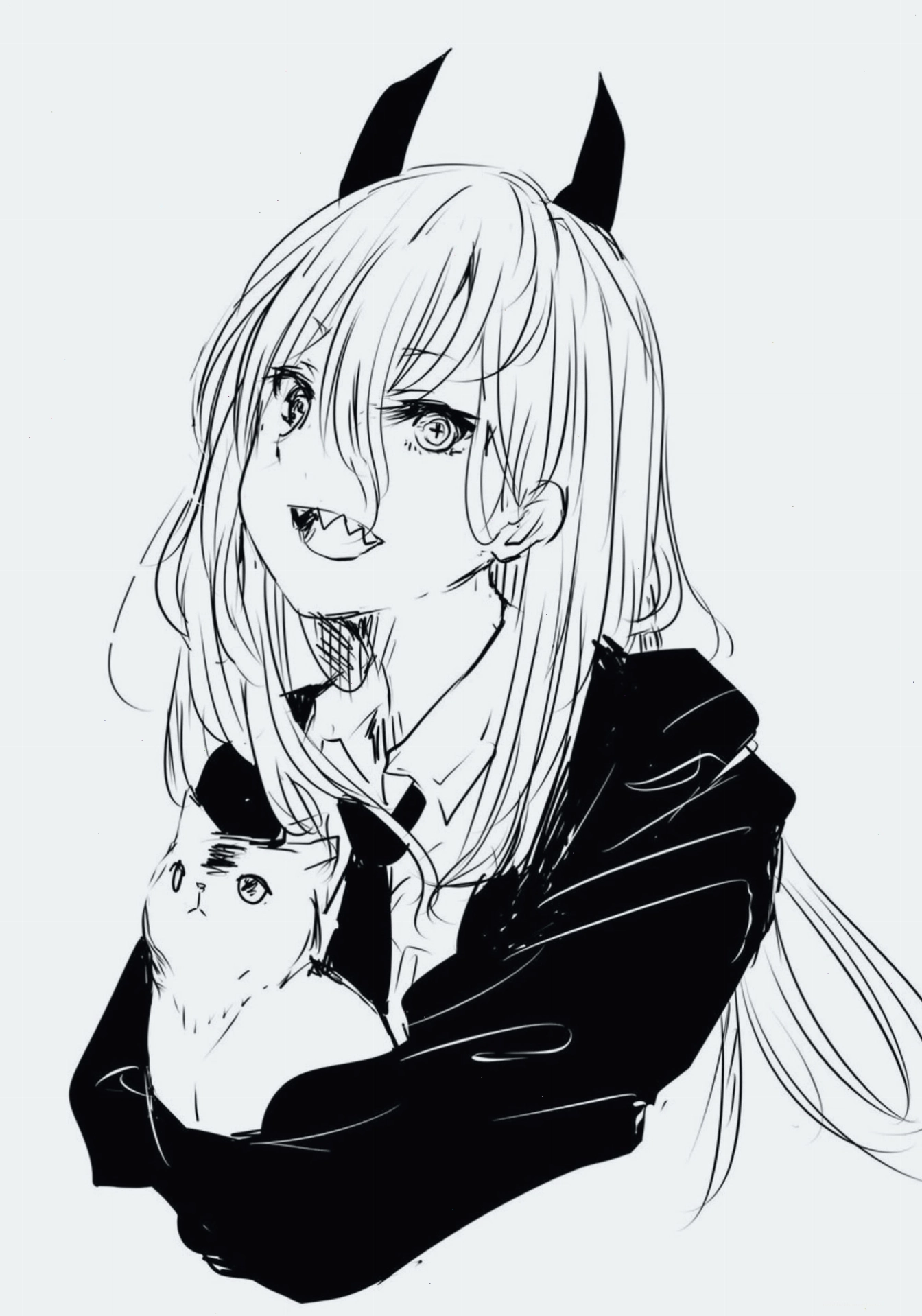 Ảnh anime nữ đen trắng với phong thái ngầu, bí ẩn