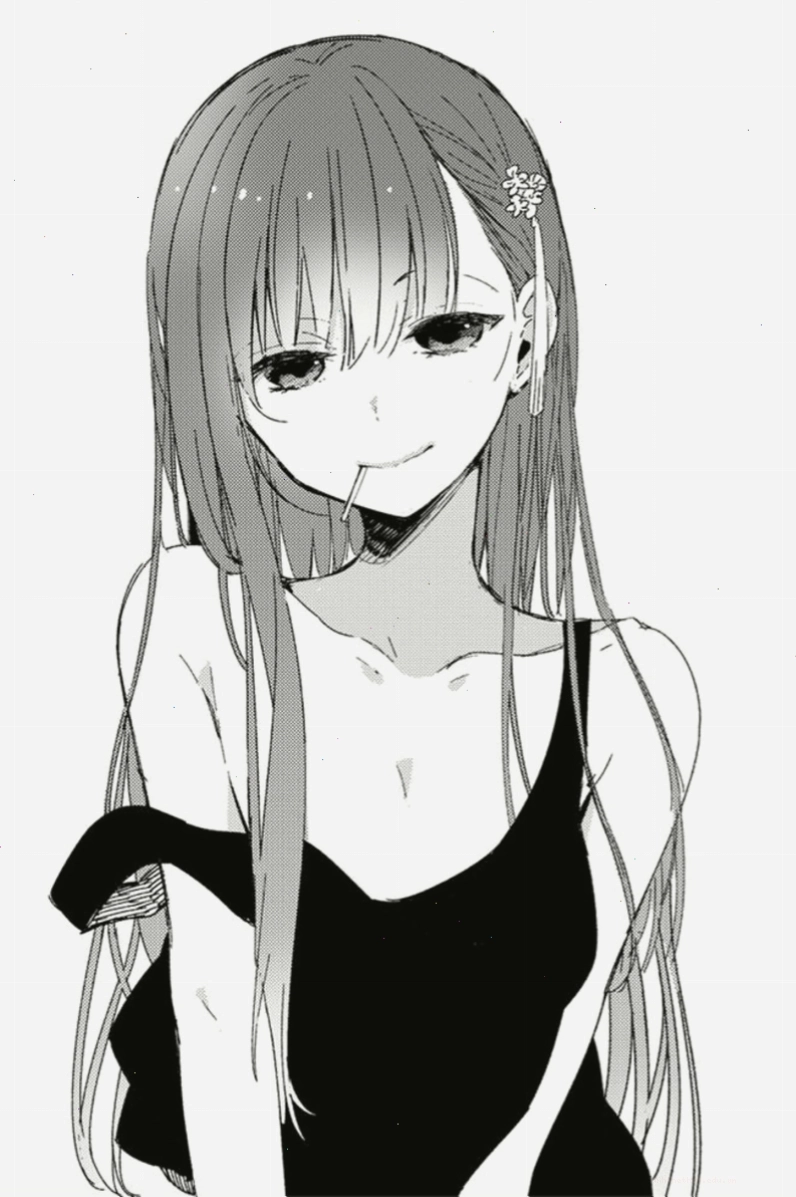 Ảnh avatar anime nữ ngầu trắng đen với điểm nhấn phát sáng
