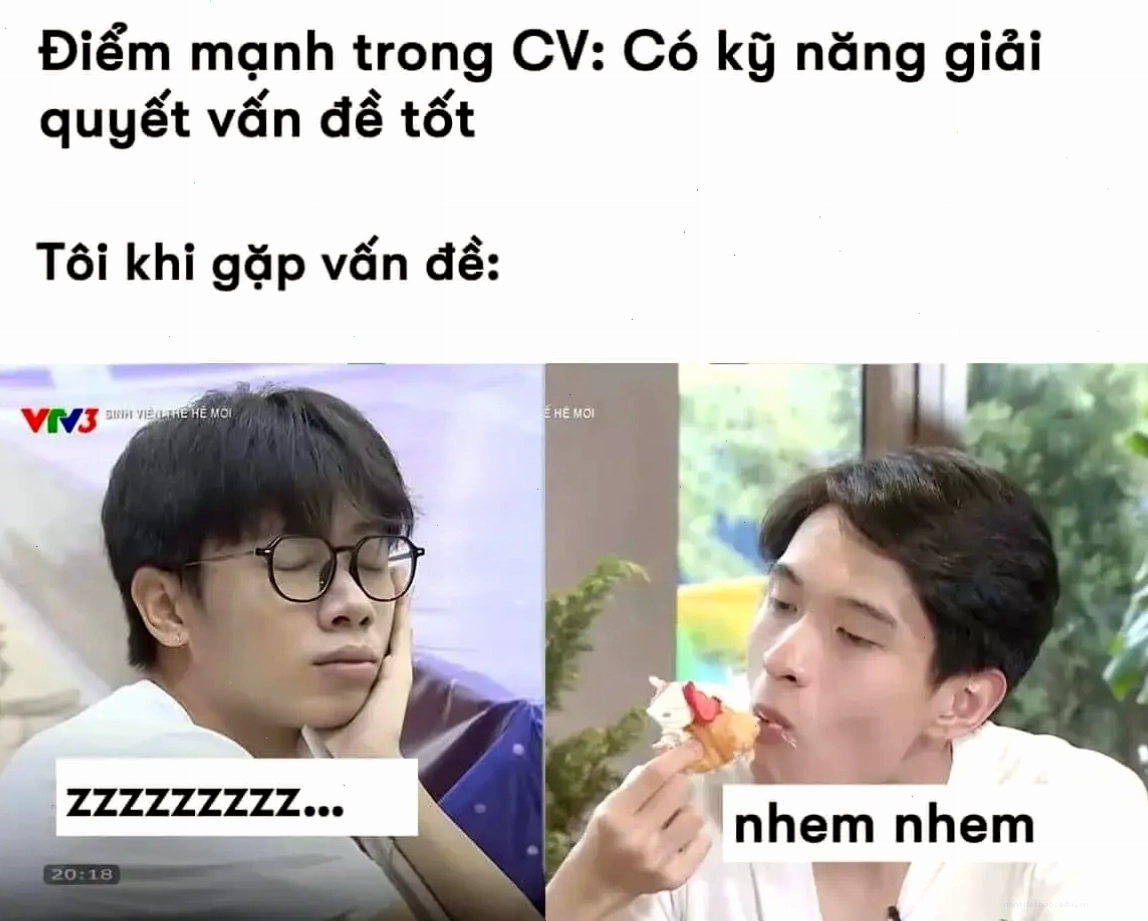 Ảnh meme vấn đề kỹ năng: Điểm mạnh trong CV là khả năng giải quyết vấn đề tốt