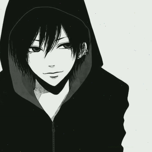 Anime boy đen trắng nam đội mũ, phong cách trẻ trung