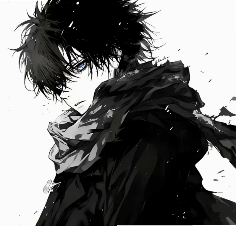 Anime nam đen trắng với biểu cảm dễ thương