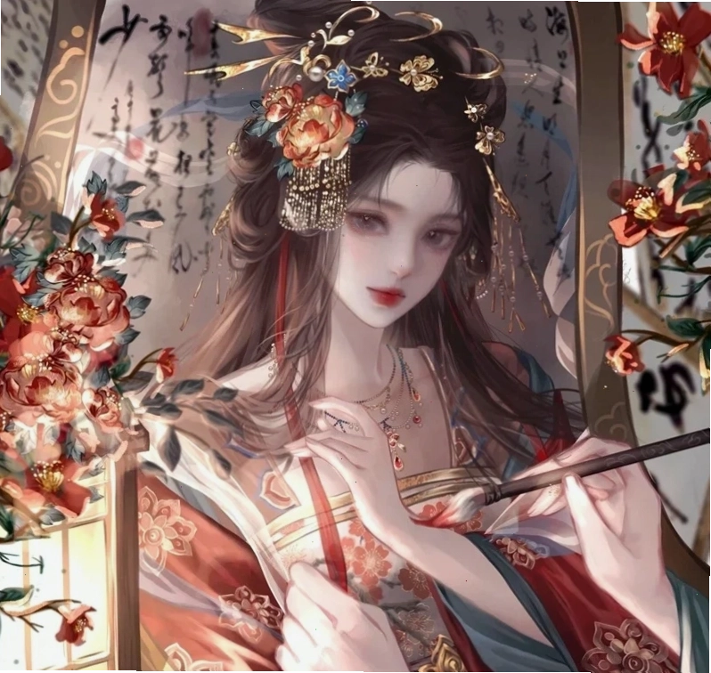 Anime nữ cổ trang Trung Quốc duyên dáng trong trang phục truyền thống