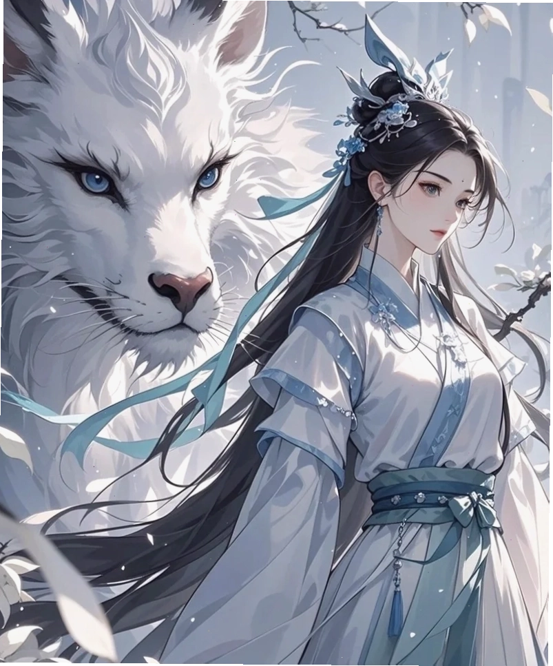 Anime nữ cổ trang Trung Quốc với nụ cười rạng rỡ
