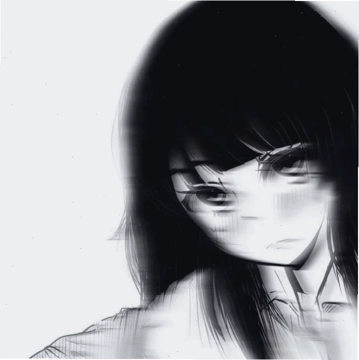 Avatar anime nam trắng đen với ánh nhìn sâu lắng