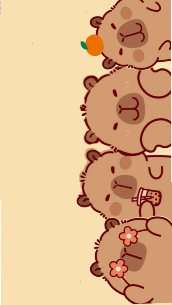 Avatar vô tri dễ thương với hình ảnh capybara xếp hàng đáng yêu