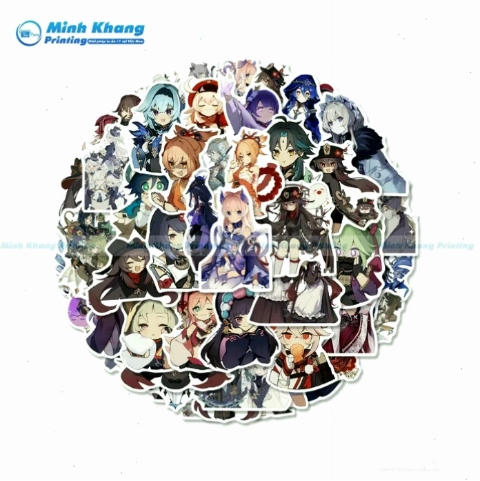 Bộ sưu tập sticker anime đa dạng dán trên laptop