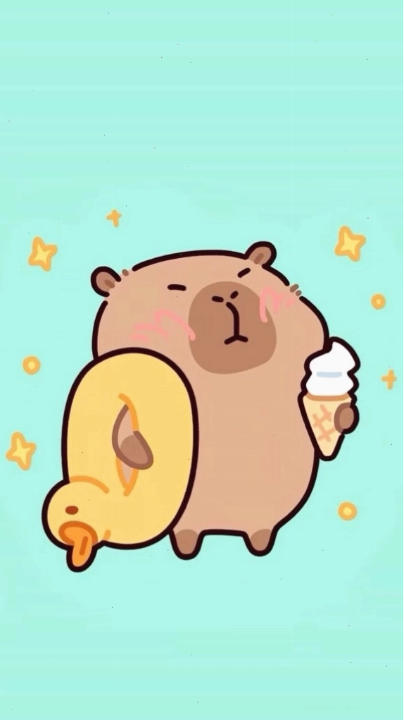Capybara cõng vịt vàng, vô tri trên nền xanh làm avatar