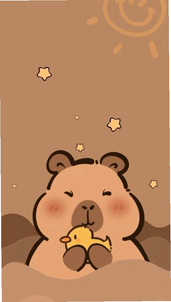 Capybara ôm chú vịt vàng với vẻ mặt đơ