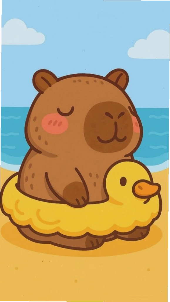 Capybara thư giãn tắm biển trên phao vịt làm avatar
