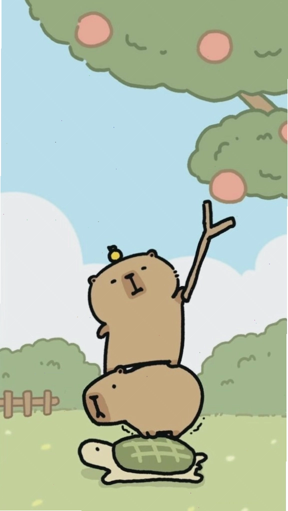 Capybara xếp chồng lên rùa hái quả làm avatar
