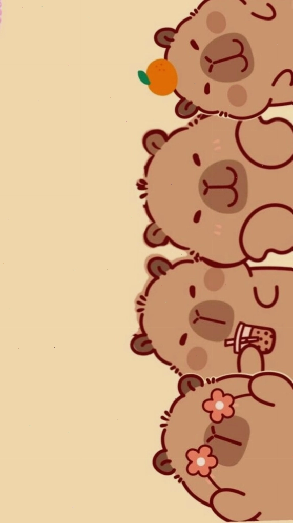 Capybara xếp hàng vô tri đáng yêu