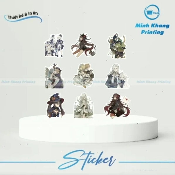 Cô gái anime dễ thương với sticker màu sắc rực rỡ
