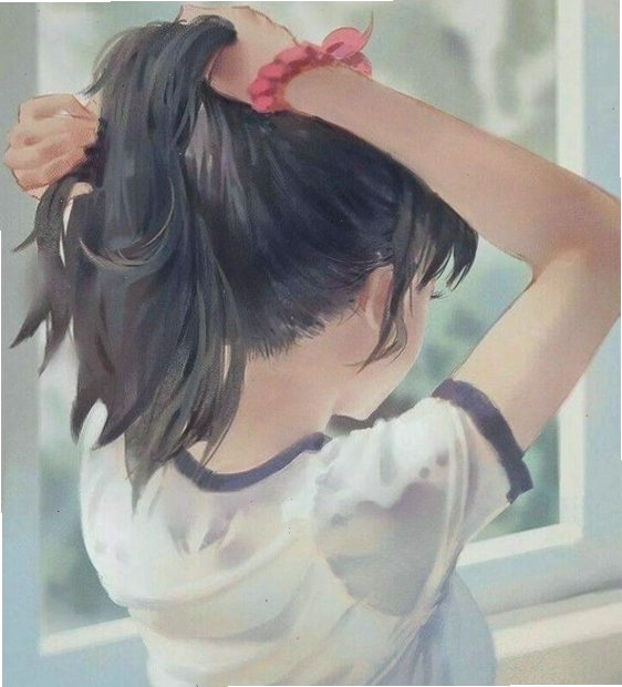 Cô gái quay lưng, khoe mái tóc dài mượt mà
