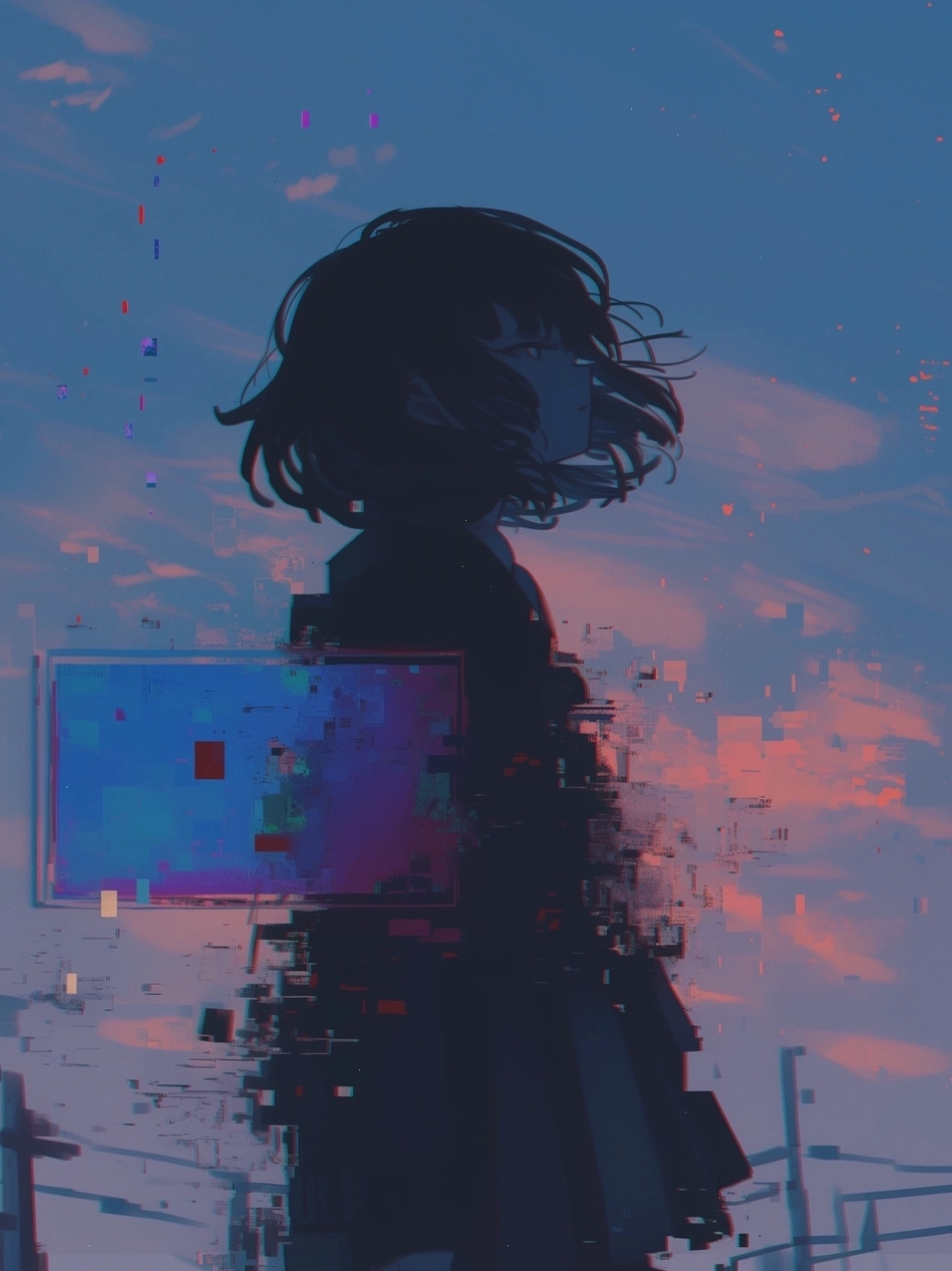 Hình ảnh anime nữ lạnh lùng vô cảm với phong thái bí ẩn