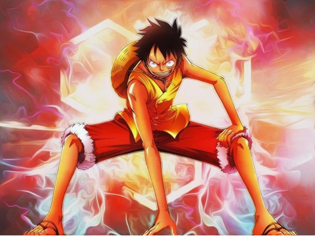 Hình ảnh Luffy ngầu chất, thể hiện sức mạnh và ý chí kiên cường