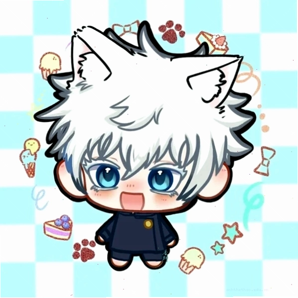 Hình Gojo Satoru chibi với ánh mắt sắc sảo