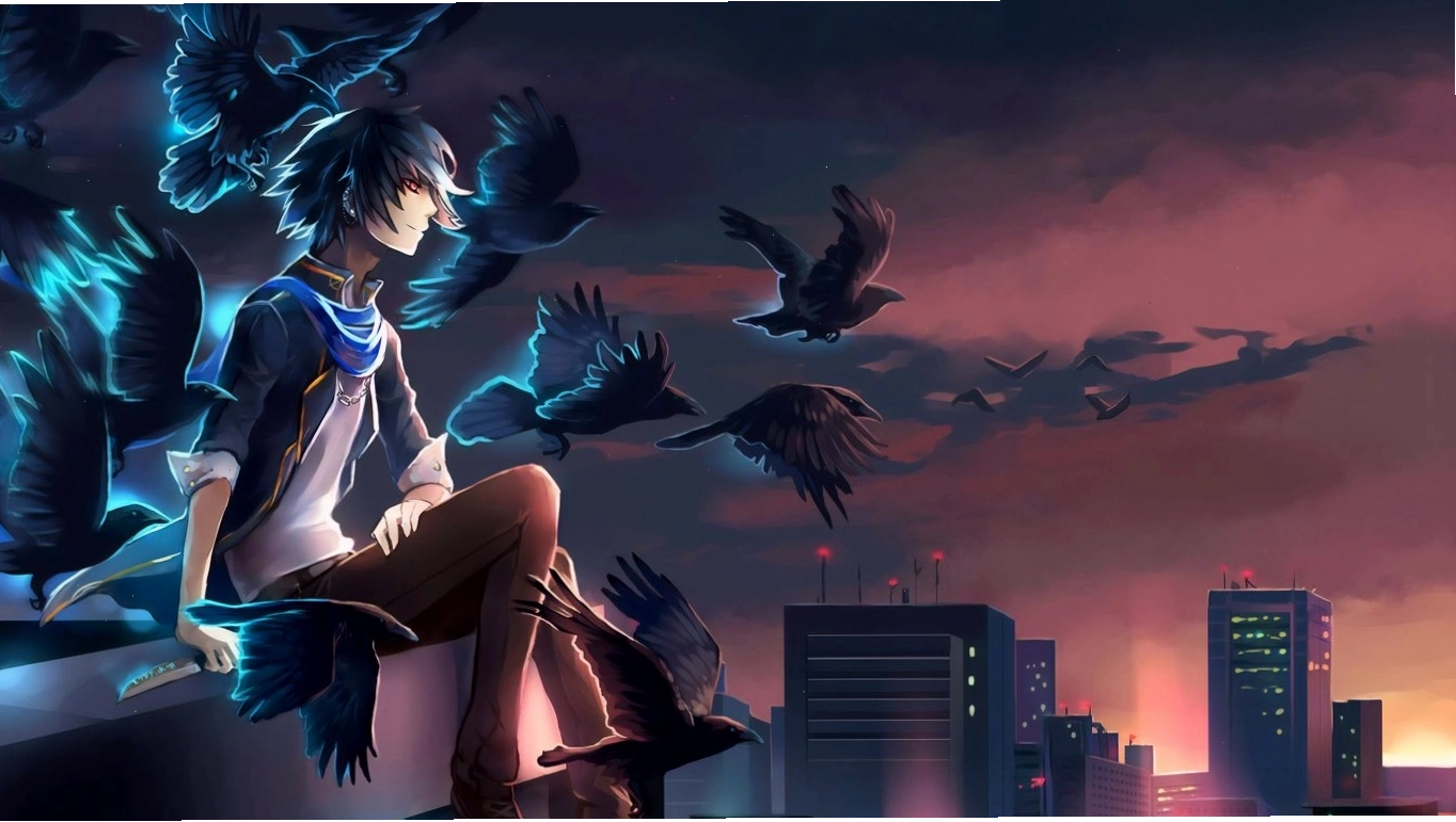 Hình nền anime chiến đấu với hiệu ứng kỹ năng đẹp mắt, 1366x768
