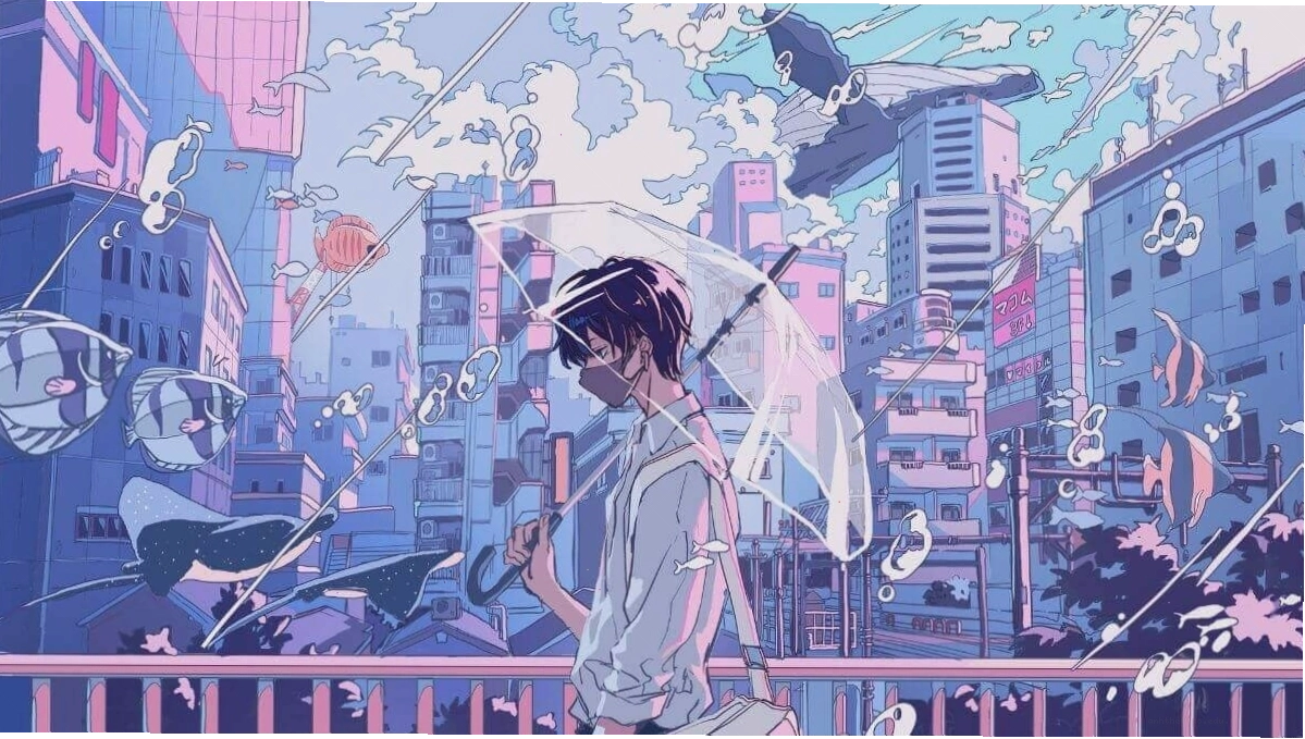 Hình nền máy tính anime nam với nhân vật nam trẻ trung, năng động