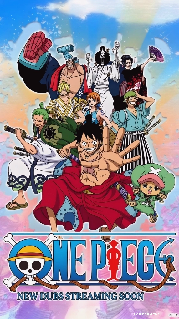 Luffy và băng Mũ Rơm trên nền Đảo Hải Tặc chất lượng cao