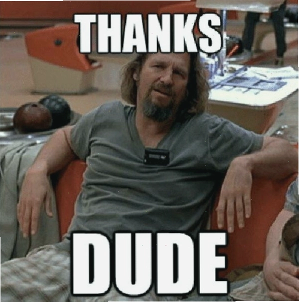 Meme "thanks dude" xuề xòa