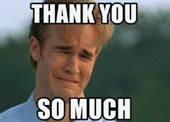 Meme "thanks so much" biểu cảm chân thành