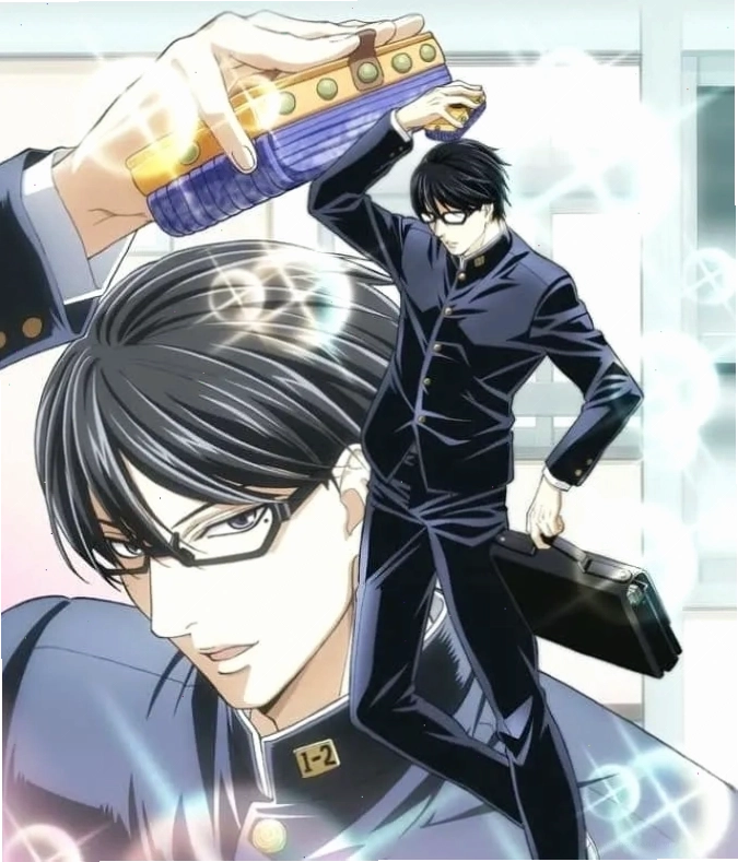 Nhân vật đang có biểu cảm vui vẻ trong anime