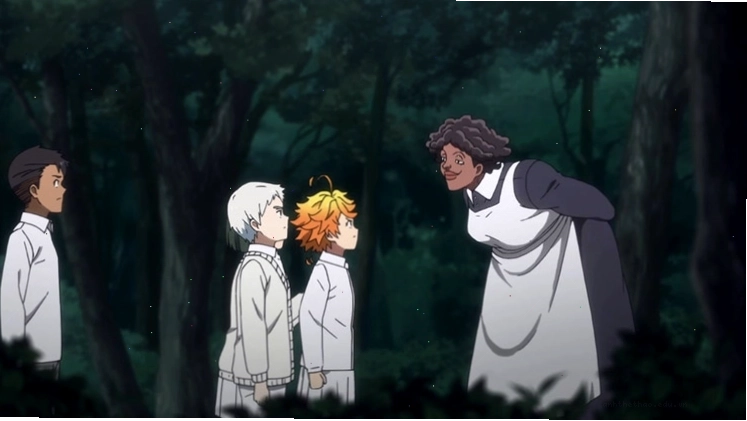Nhân vật trong anime The Promised Neverland với biểu cảm căng thẳng
