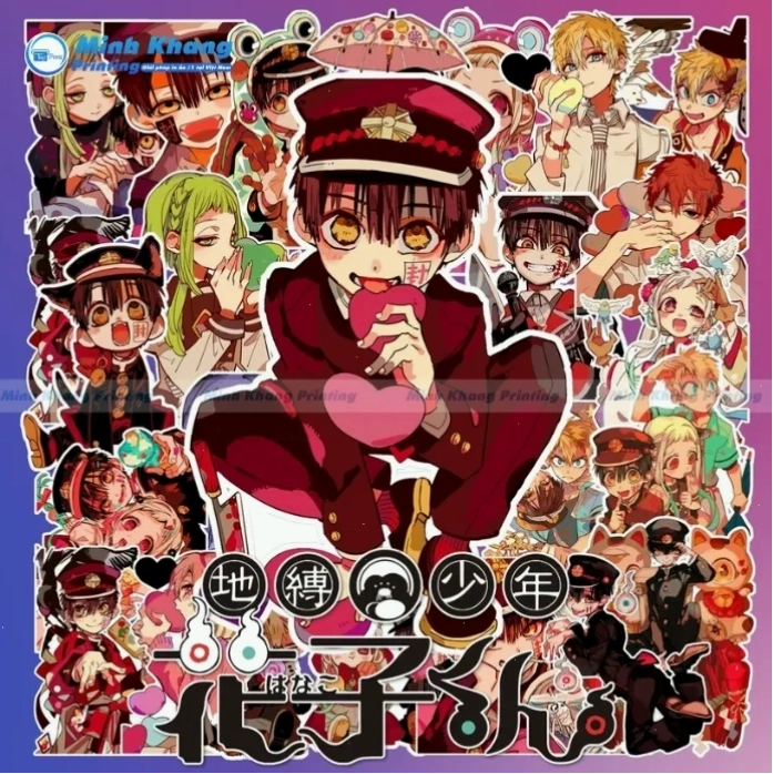 Sticker anime dễ thương dán trên bình nước
